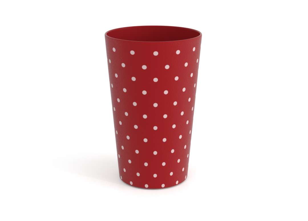 כוס מודרנית מקושטת 275 מ"ל 9237 אדום כהה נקודות