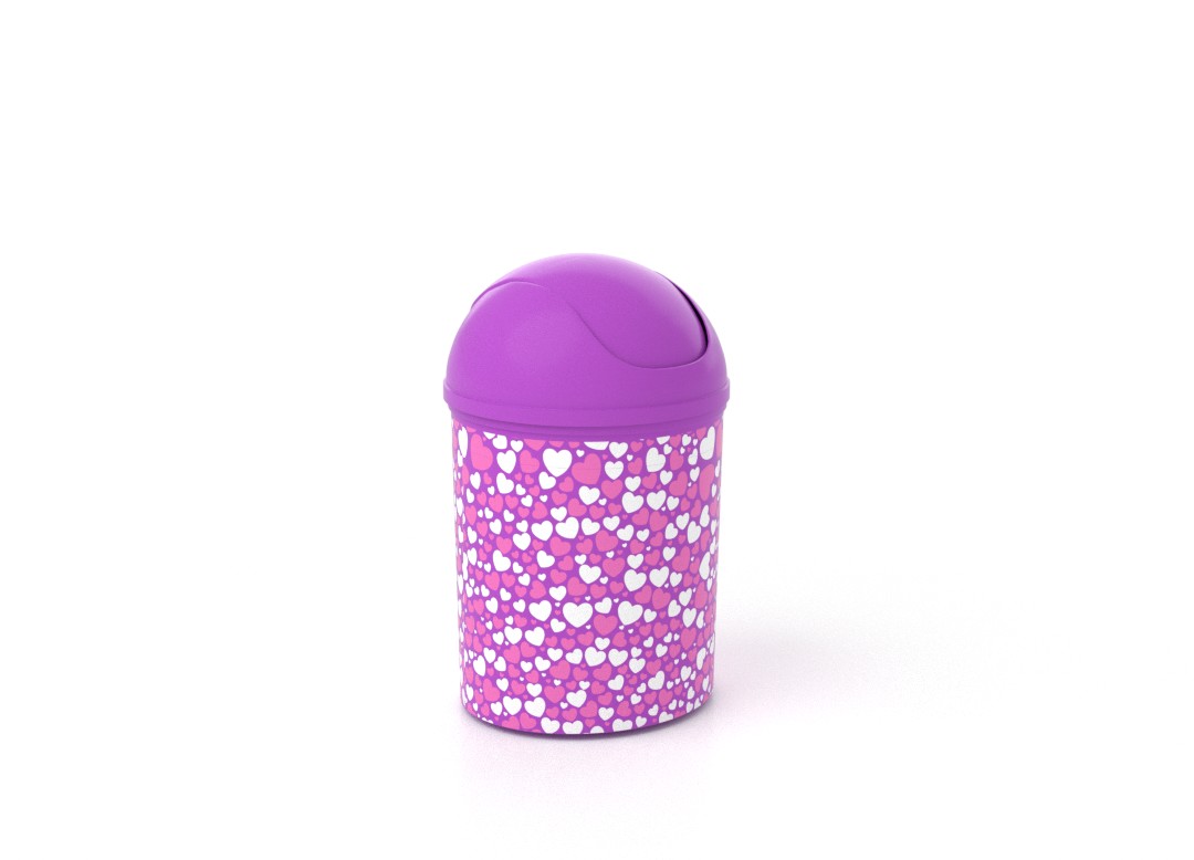 Decorative Dust Bin 6L 7936 Purple Hearts