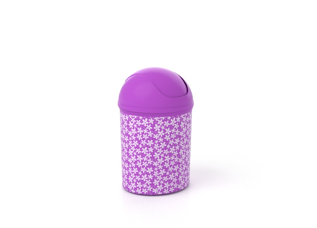 Decorative Dust Bin 6L 7956 Purple Flowers