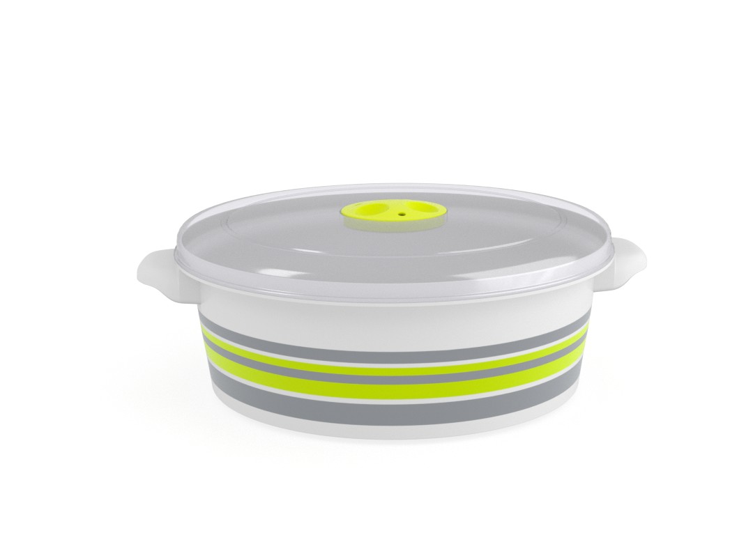 Decorative Microwave Pot 2L 1298 Stripes and Steam Release Valve Lime