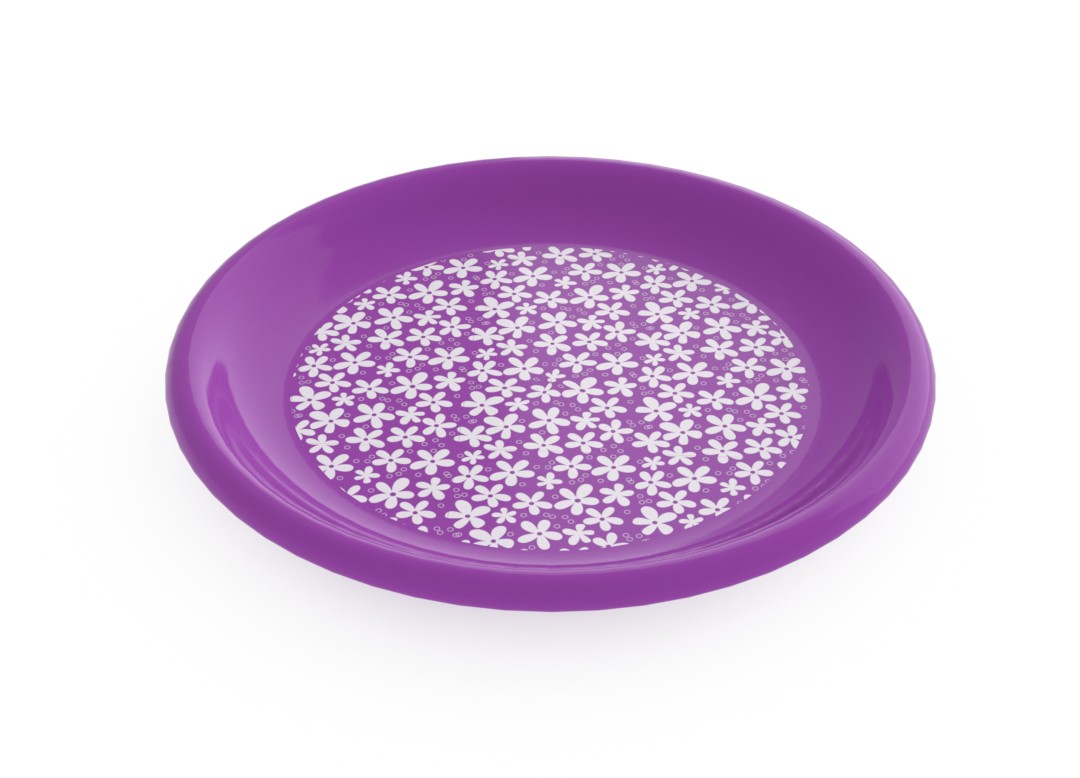 Adi Decorative Flat Plate 23cm 6935 Purple Flowers