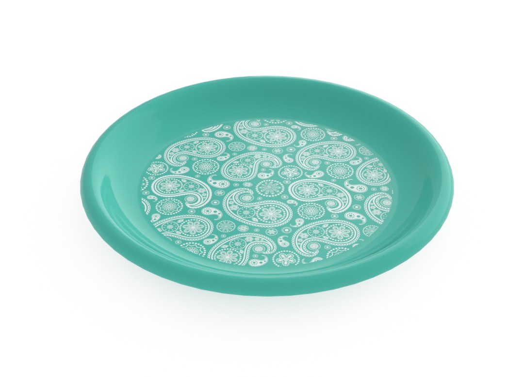 Adi Decorative Flat Plate 23cm 6934 Turquoise Paisely