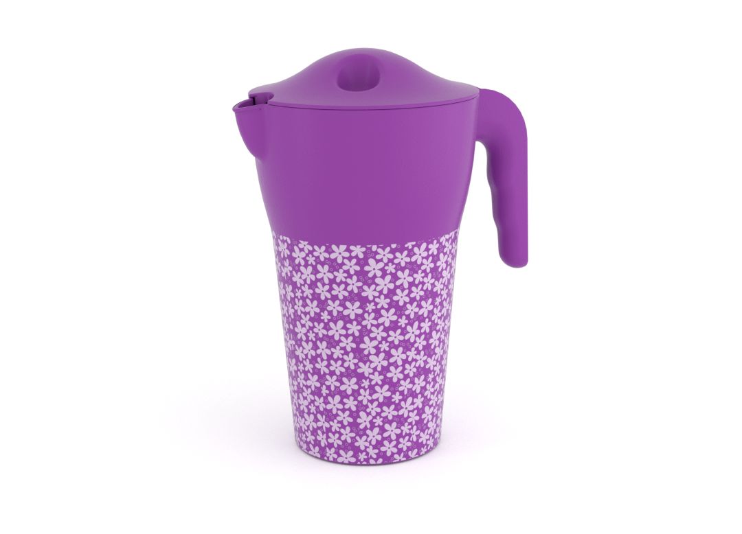 Decorative Designed Pitcher 2L 9485 with Lid Purple Flowers