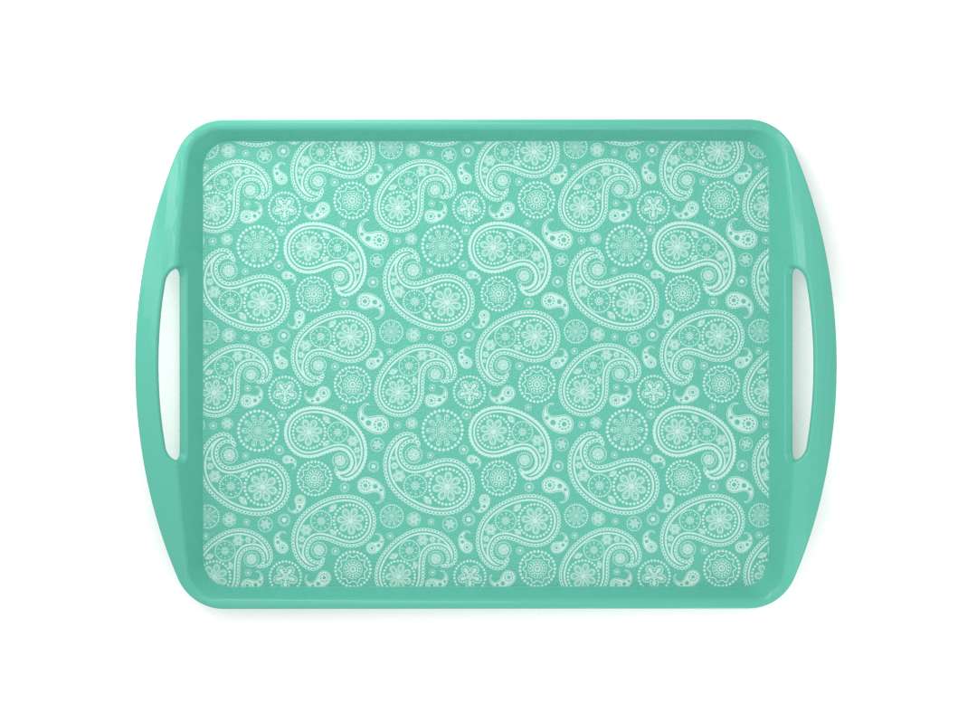 Decorative Fast Food Tray 44x30cm 9434 Turquoise Paisley