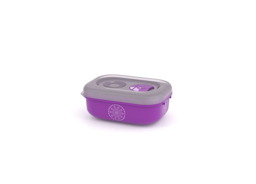 Decorative Tama Lock Rectangular Container 330ml 9334 with Steam Release Valve Purple Paisley