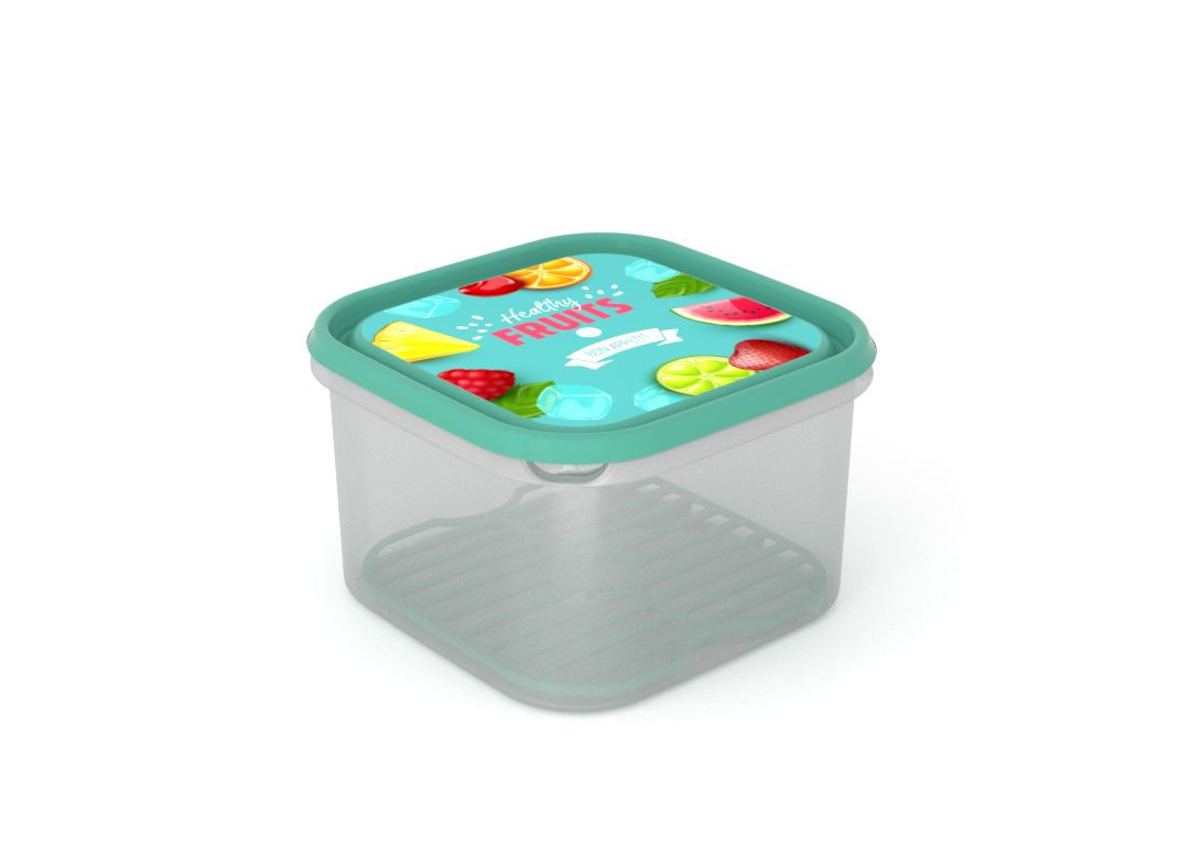 Inbar Food Container 2.8L 7283 Fruits and ice IML Lid With Fresh Net Turquoise