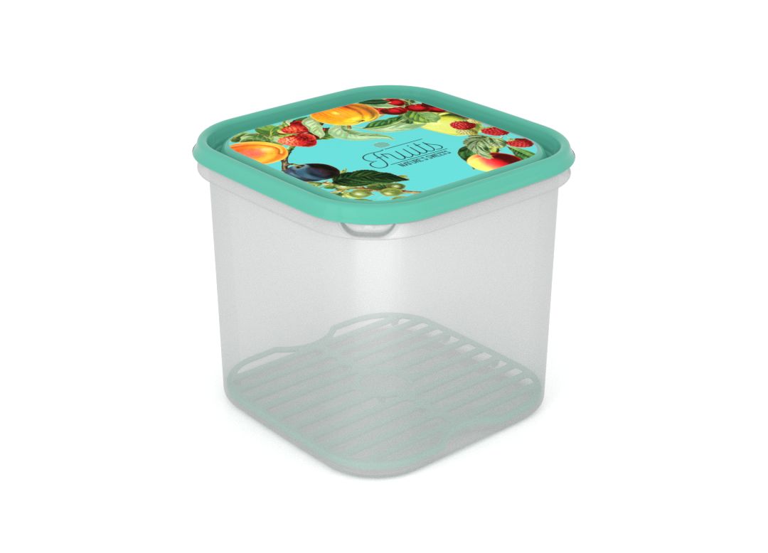 Inbar Food Container 4.2L 7422 Fruits on a branch IML Lid With Fresh Net Turquoise