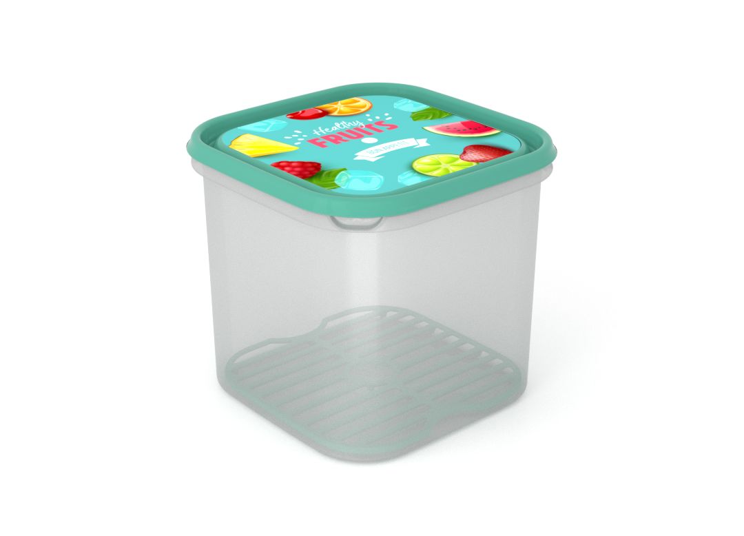 Inbar Food Container 4.2L 7423 Fruits on a branch IML Lid With Fresh Net Turquoise