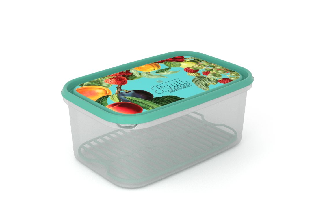 Inbar Food Container 4.4L 7442 Fruits on a branch IML Lid With Fresh Net Turquoise