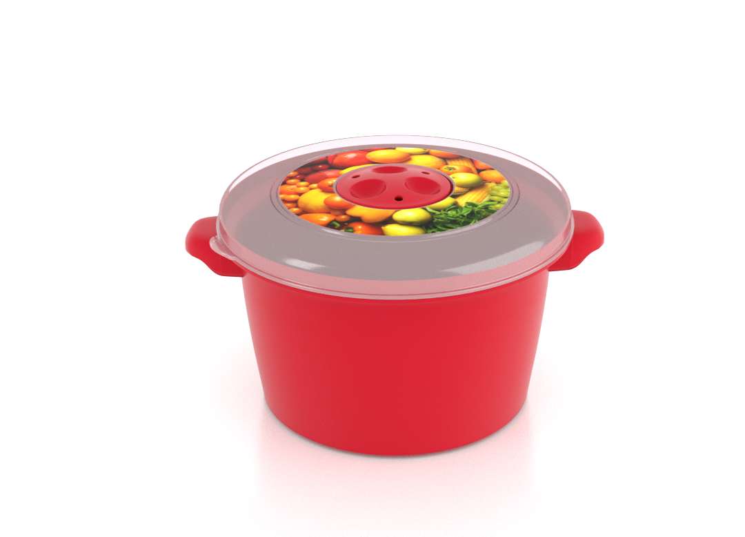 Micro Pot with Decorative Lid 1-5L 3152 Fruits with Steam Release Valve Bright Red