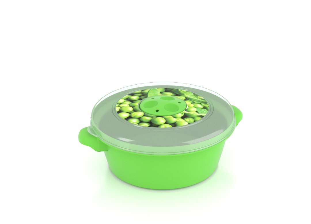 Micro Pot with Decorative Lid 1L 3101 Peas with Steam Release Valve Dark Green