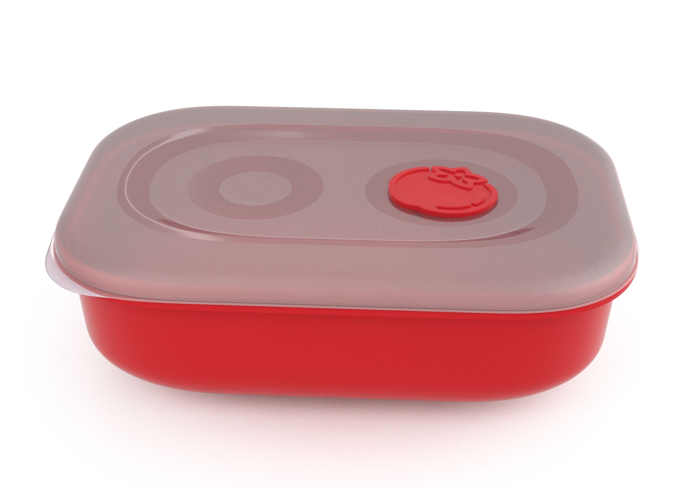 Tama Lock Rectangular Food Container 3L 9302 with Steam Release Tomato Valve Bright Red