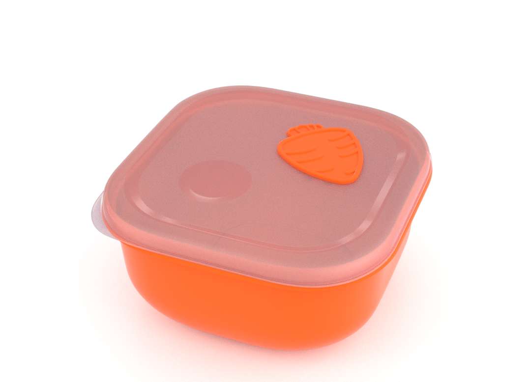 Tama Lock Square Food Container 1.3L 9131 with Steam Release Carrot Valve Orange