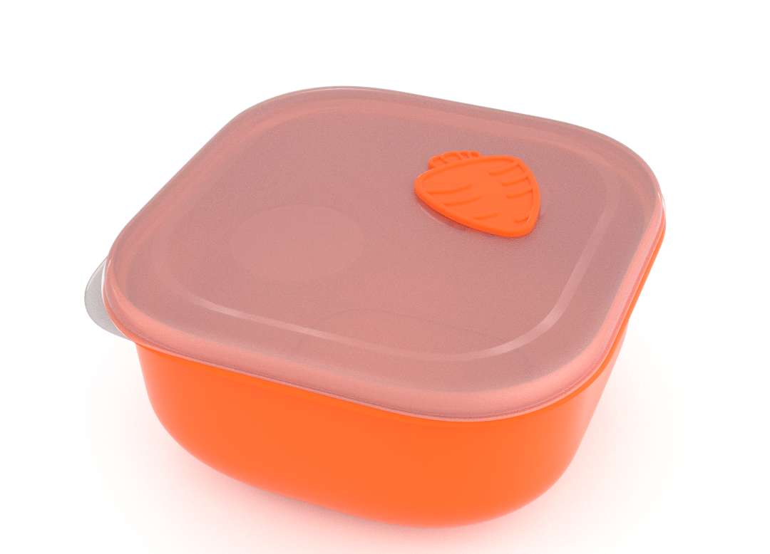 Tama Lock Square Food Container 2.4L 9241 with Steam Release Carrot Valve Orange