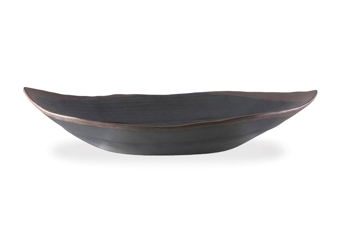 Stone Buffet Black deep oval bowl 36x19x8 cm 1046 with brown rim