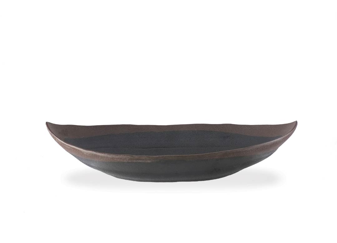 Stone Buffet Black oval bowl 25.5x14.3x5.7cm 1047 with brown rim