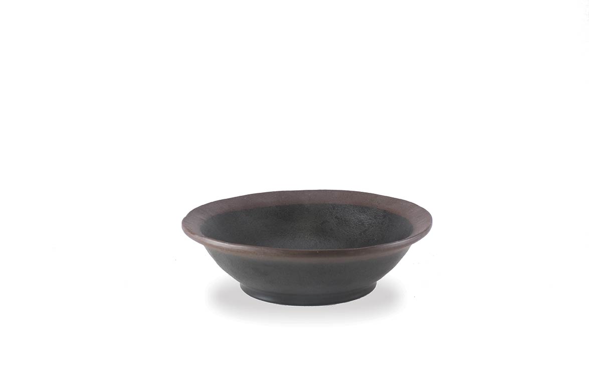 Stone Buffet Small black bowl 14x3.7cm 1038 with brown rim