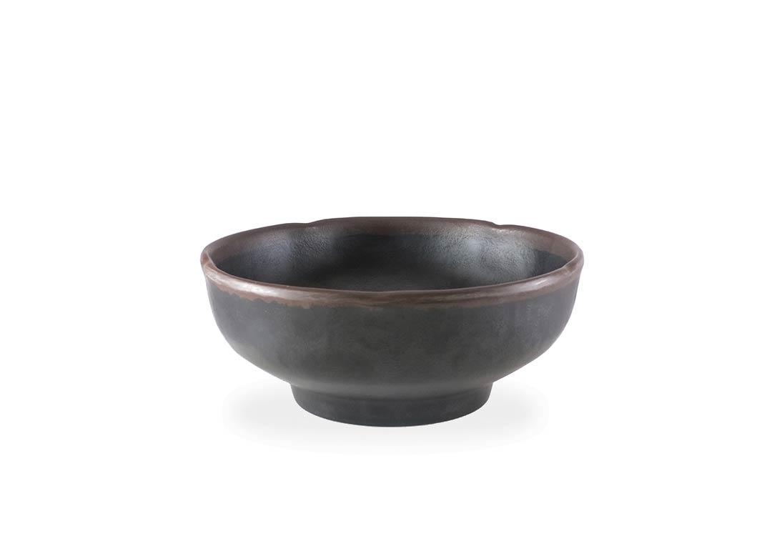 Stone Buffet Small black bowl 16x6.3cm 1036 with brown rim