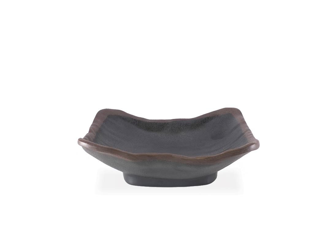 Stone Buffet Square black bowl 18x17x5.8cm 1035 with brown rim